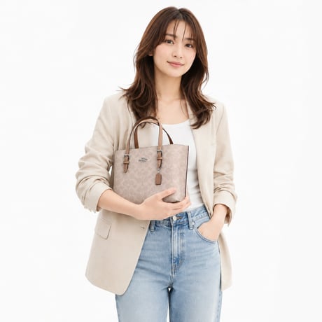 🎀COACH モリー トート バッグ 25・シグネチャー キャンバス CV965 SVPWH