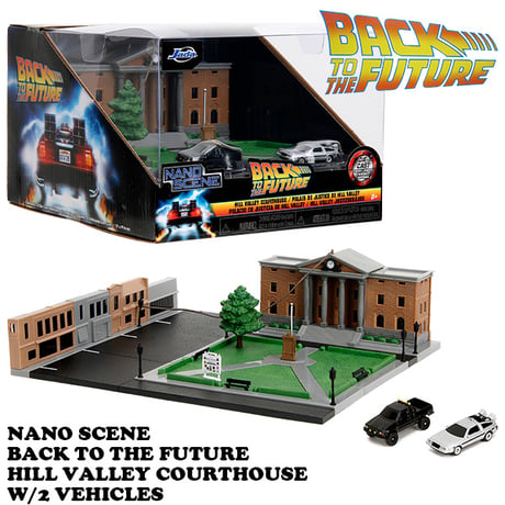 NANO SCENE BTTF HILL VALLEY COURTHOUSE w/2 VEHICLES 【バックトゥザフューチャー ミニカー】