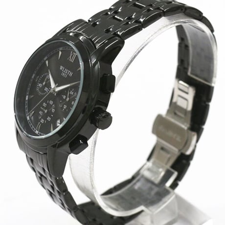 ブラックカラーデザインウォッチ 日付カレンダー メタルベルト クオーツ WSQ025 SLV メンズ腕時計
