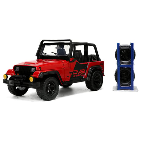 JADATOYS 1:24 JUST TRUCKS w/RACK & WHEELS 1992 JEEP WRANGLER ミニカー