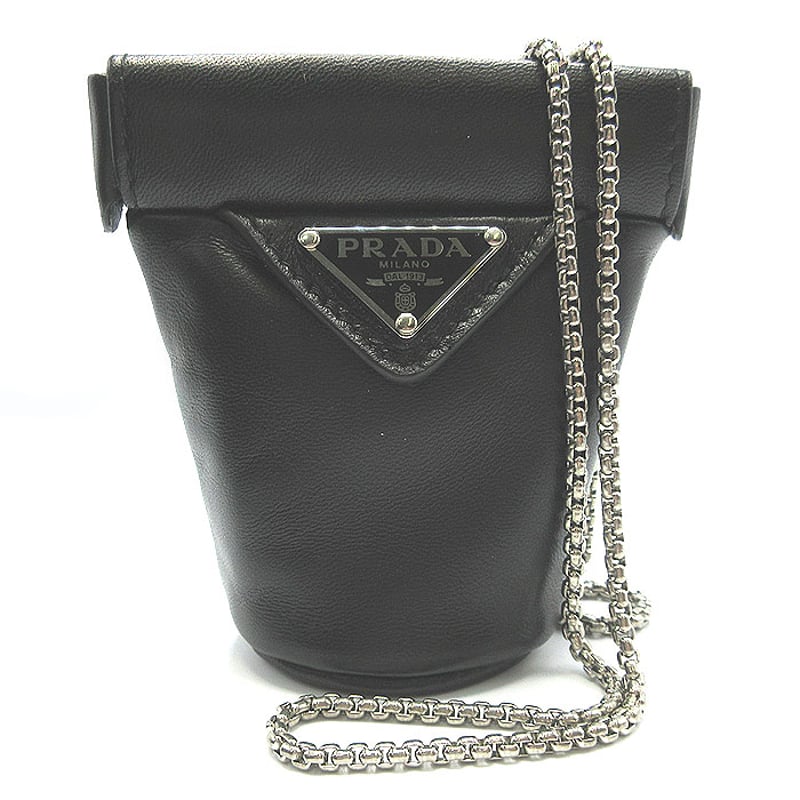 プラダ PRADA ナッパレザー チェーン ネックストラップ ミニポーチ 