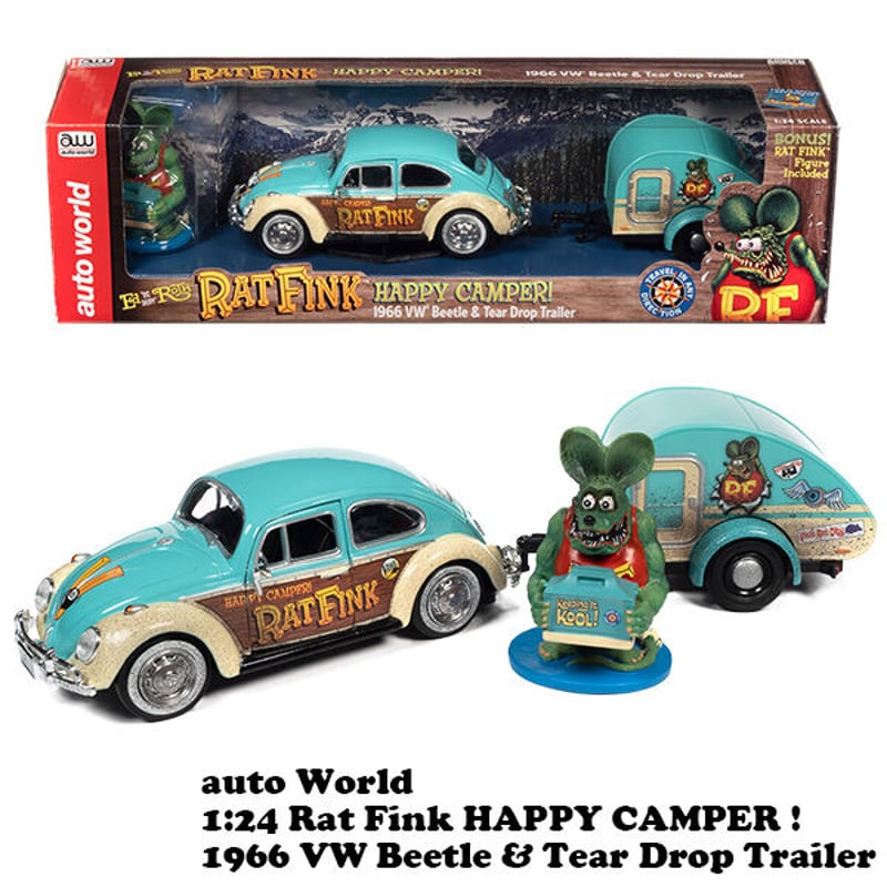 AUTO WORLD 1:24 RAT FINK 1966 VW Beetle w/Tear 