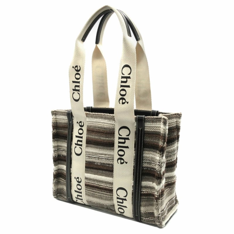 クロエ トートバッグ Chloe ニット ストライプ ウッディ クロエ トートバッグ Chloe ニット ストライプ ウッディ