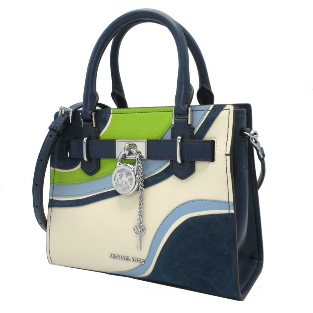 マイケルコース2wayレザー ブルー ショルダーバッグ しゃぶる ハミルトン 