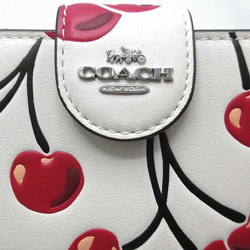 新作　新品　COACH　折り財布　チェリープリント　レディース COACH コーチ レディース チェリー柄 財布 二つ折り財布