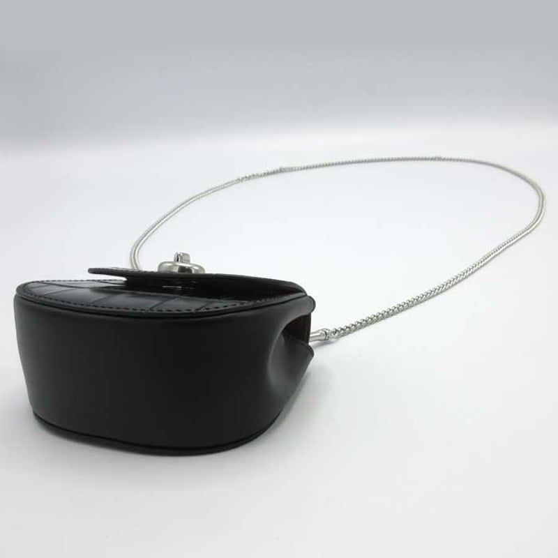 コーチ 財布 カードケース COACH クロコ調 ターンロック カードケース 小物入れ ミニバッグ チェーンストラップ付 斜め掛け CZ475 SV/BK (ブラック）アウトレット レディース コーチ COACH クロコ調 ターンロック カードケース 小物入れ チェーン