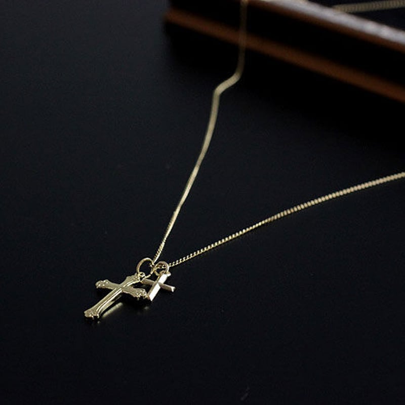 14KGF/アメリカ製/14金ゴールドフィルド/ネックレス/ダブルクロス