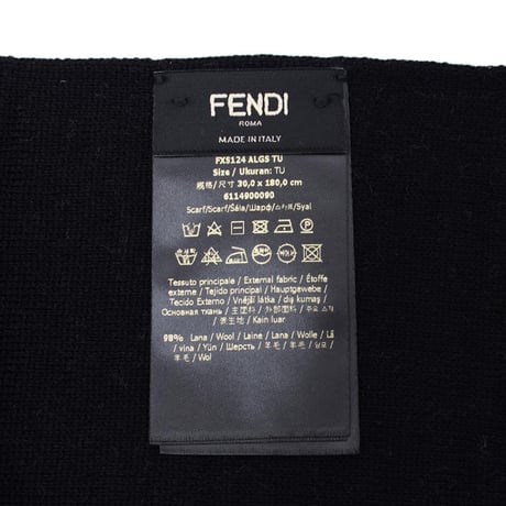 FENDI フェンディ マフラー メンズ FXS124 ALGSF05WL ホワイト/ブラック ウール FF FENDI
