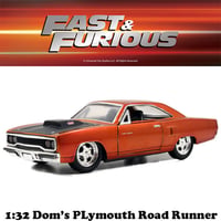 JADATOYS 1:32 ワイルドスピードダイキャストカー DOM'S PLYMOUTH ROAD RUNNER