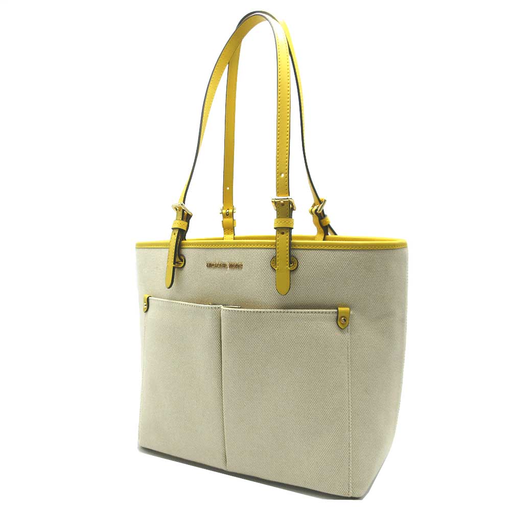 マイケルコース 茶色×黄色 ギンガムチェック トートバッグ（MICHAEL  