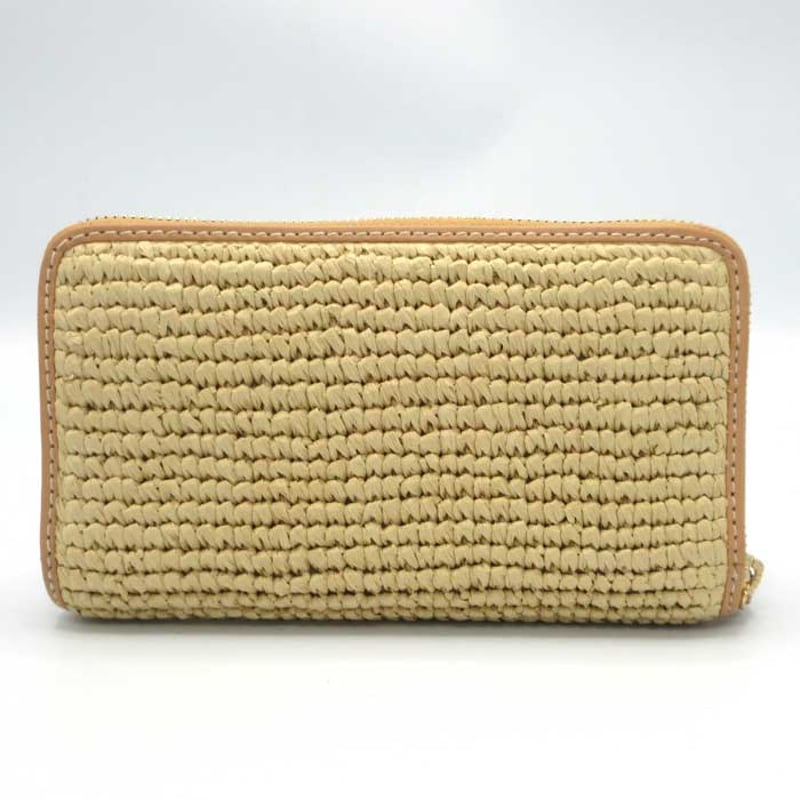 トリーバーチ 長財布 ティア ラフィア ロゴ ラウンドファスナー カード