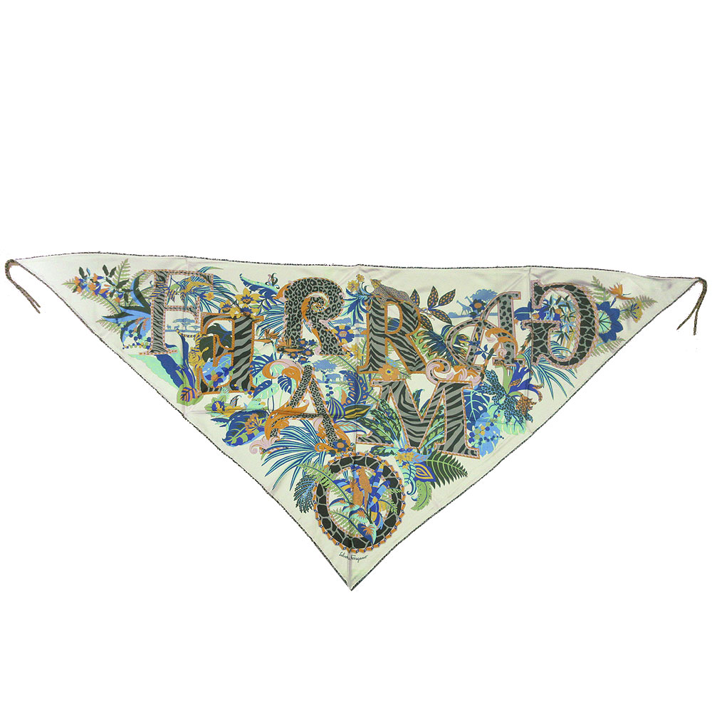 新品　サルヴァトーレフェラガモ スカーフ シルク三角形　花柄　フラワー フェラガモ スカーフ Salvatore Ferragamo シルク100% 正方形