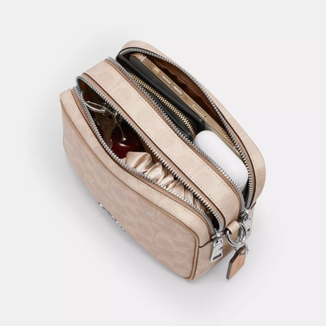 🎀コーチ COACH　ミニ キャリー クロスボディ バッグ・シグネチャー キャンバス　CEK69 SVPWH