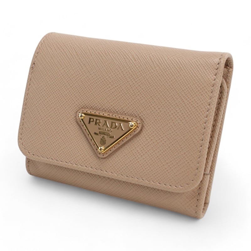 【美品】プラダ 三つ折財布 ベージュ サフィアーノ 三角ロゴ レディース Amazon | [Prada] [プラダ] 三つ折り財布 サフィアーノメタル