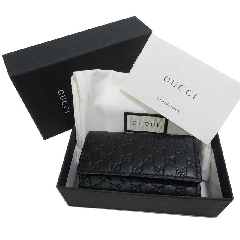 グッチ キーケース GUCCI マイクログッチシマ レザー 6連キーフック