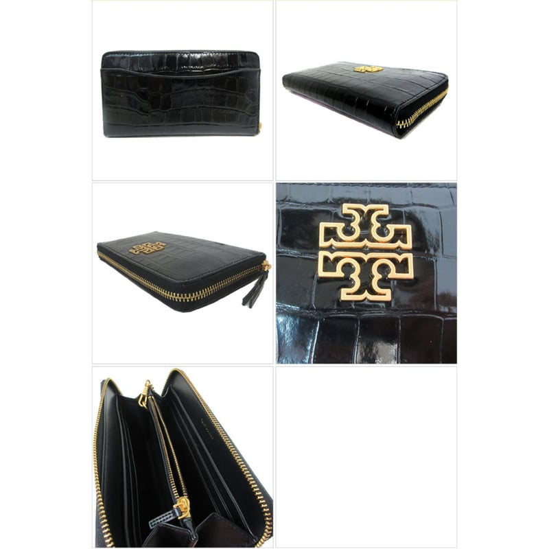 トリーバーチ 長財布 ブリテン クロコ調 ラウンド ファスナー パス  