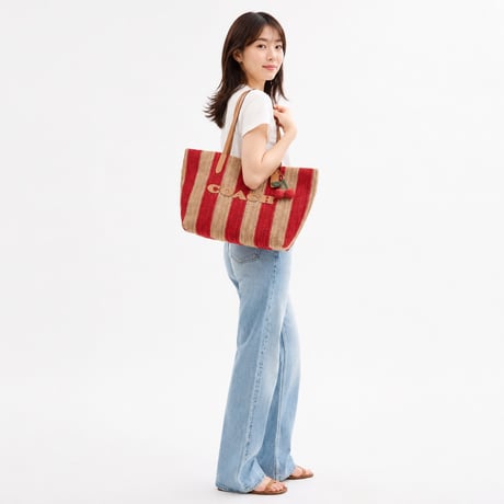 🎀コーチ COACH　シティ トート バッグ・ストライプ アンド チャーム　CER30 IMZ1Y