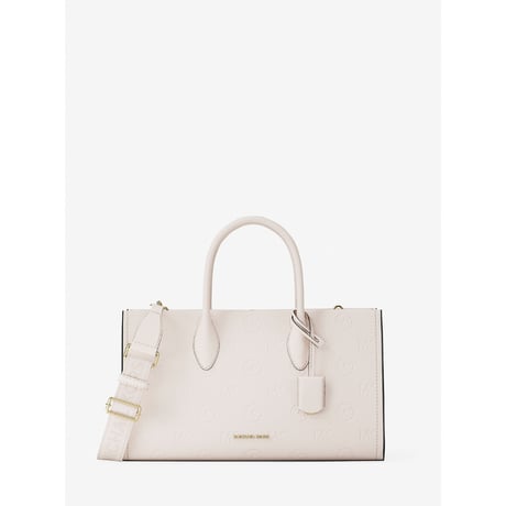 🎀MICHAEL KORS OUTLET　MIRELLA ロゴ デボス EW トップジップ サッチェル ミディアム　#35S6G7ZS2V2171　ライトクリーム