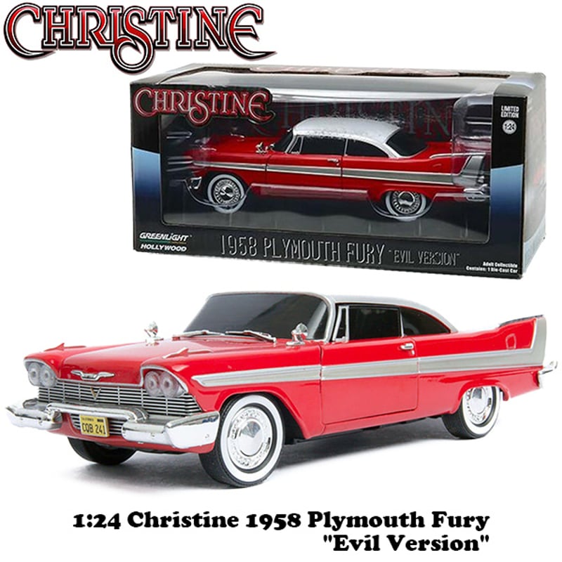 グリーンライト クリスティーン新品 プリムス・フューリーEVIL7×6×19cm 1:24 CHRISTINE 1958 PLYMOUTH FURY EVIL VERSION