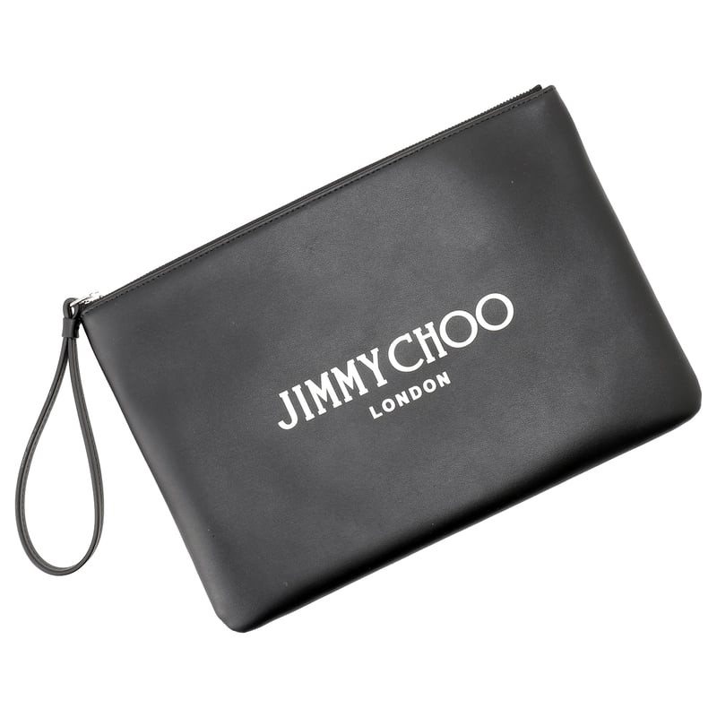 ジミーチュウ ZIP POUCH ANR BLACK WHITE SILVER クラッチバッグ...