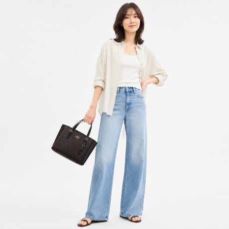 🎀コーチ COACH　モリー トート バッグ 25・シグネチャー キャンバス　CV965 IMXAQ