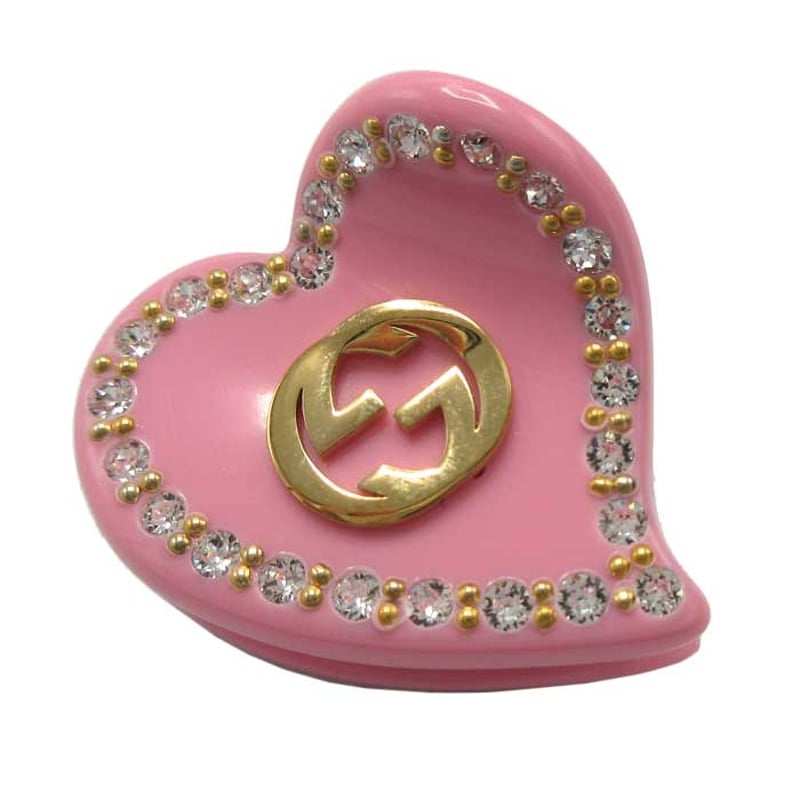GUCCI インターロッキングG＆ハート ヘアクリップクリスタルピンク GUCCI - GUCCI グッチ インターロッキングG ハート クリスタル