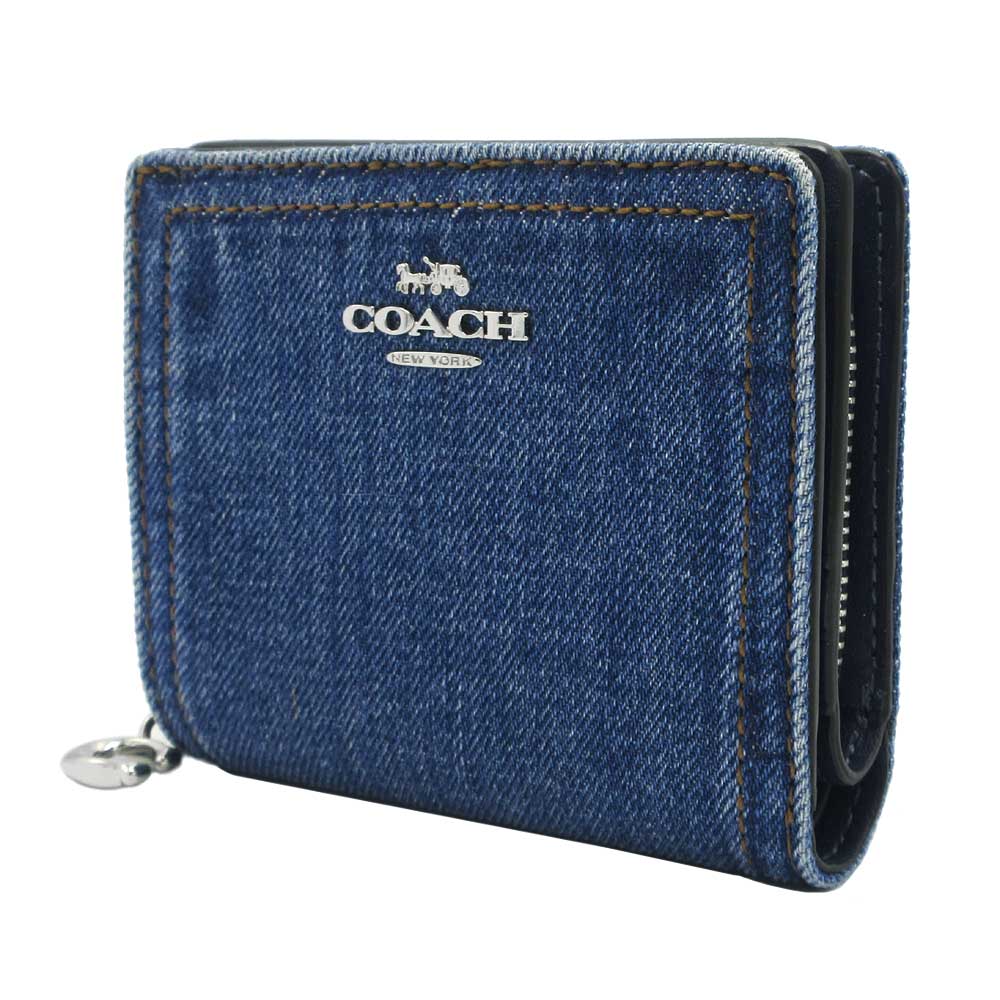 コーチ 財布 COACH デニム スナップ ウォレット CAP07 SV/IN コーチ 財布 二つ折り財布 COACH デニム スナップ ウォレット