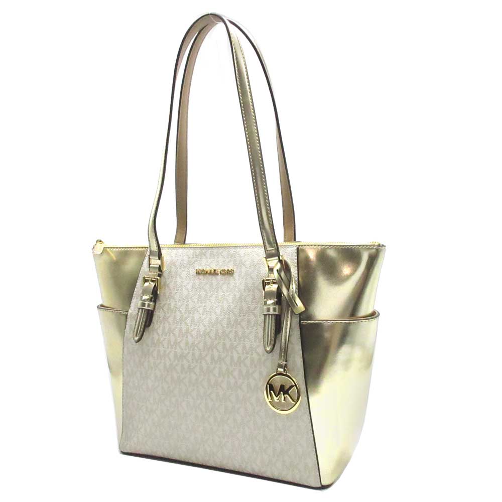 マイケルコース トートバッグ シャーロット MKシグネチャー メタリック  