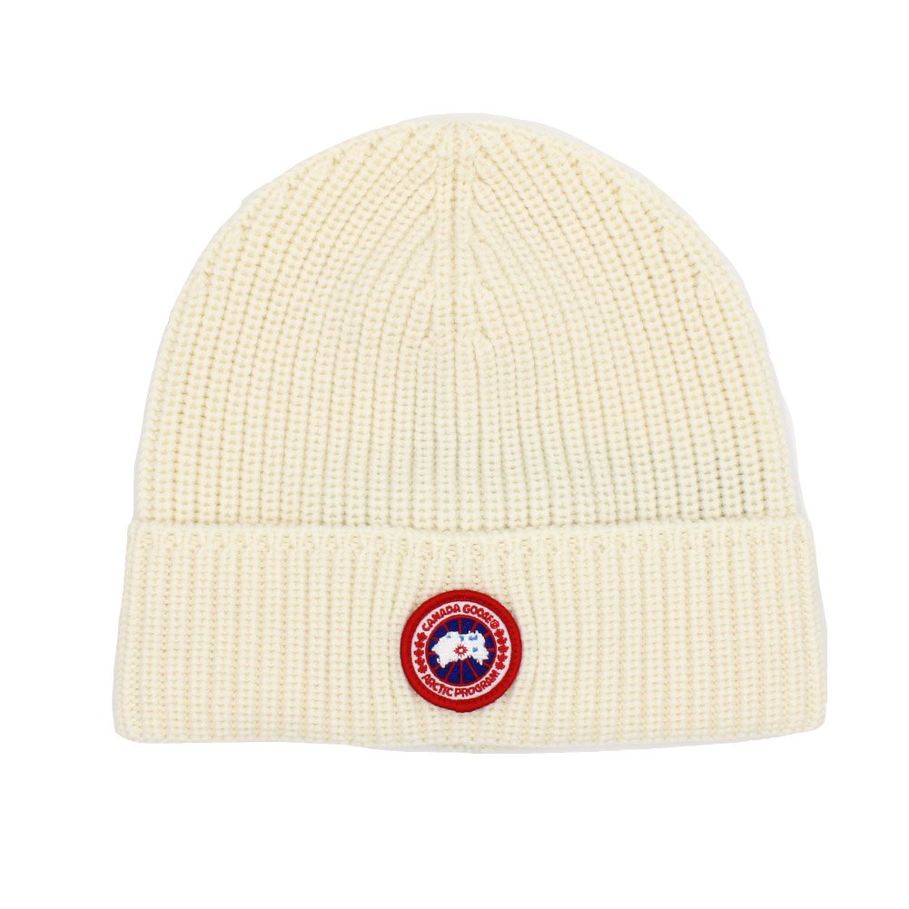   カナダグース ニット帽 アイボリー O/S ロゴ a CANADA GOOSE カナダグース 5026M 467 ニットキャップ ニット帽 帽子 メ