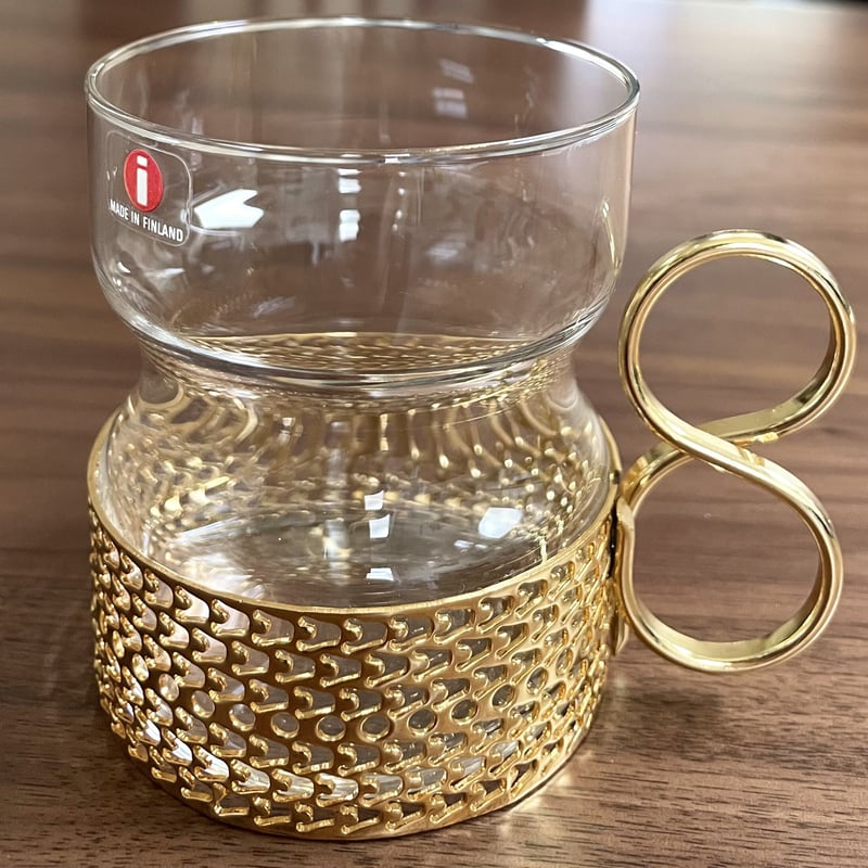 【美品】 Tsaikka Timo Sarpaneva 1957 Iittala Finland Tsaikka Tea Glasses, Silver Metal Holders