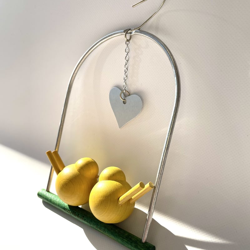 aarikka/アーリッカ ヴィンテージ モビール 2羽の小鳥 イエロー