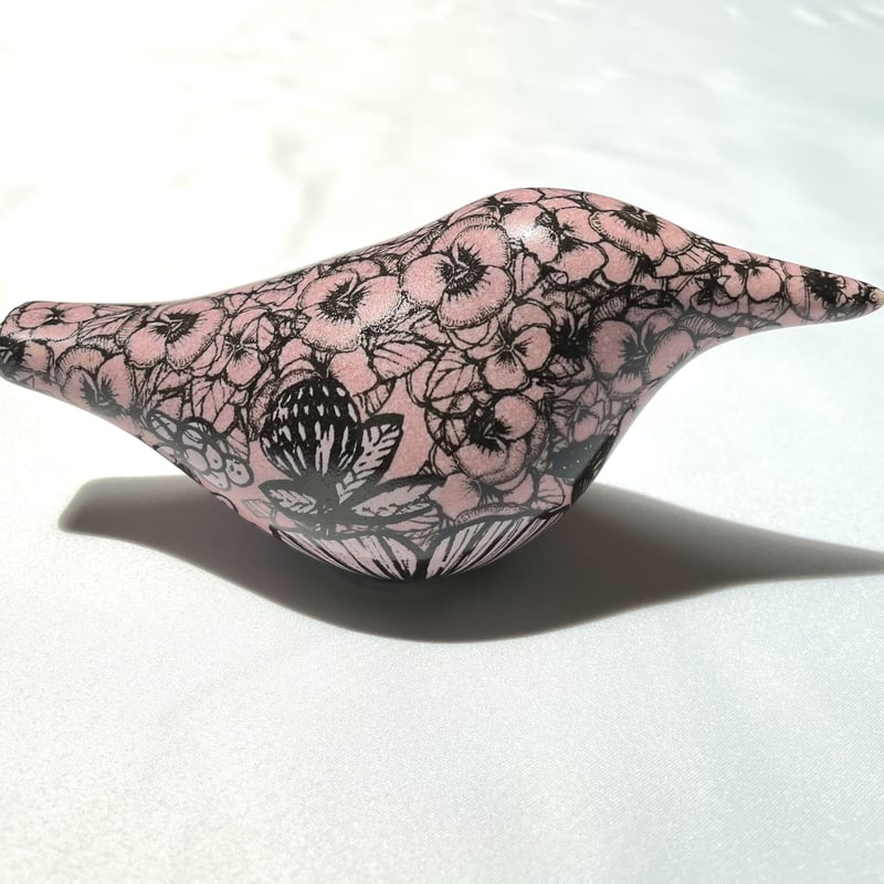 Arabia Heini Riitahuhta Titi-tyy鳥笛 Heini Riitahuhta アラビア TITI-TYY 鳥 ピンク 花柄