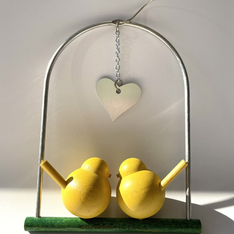 aarikka/アーリッカ ヴィンテージ モビール 2羽の小鳥 イエロー