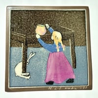 ARABIA  Heljä Liukko-Sundström Pikkutyttö ja Jänis  （少女とウサギ）陶板