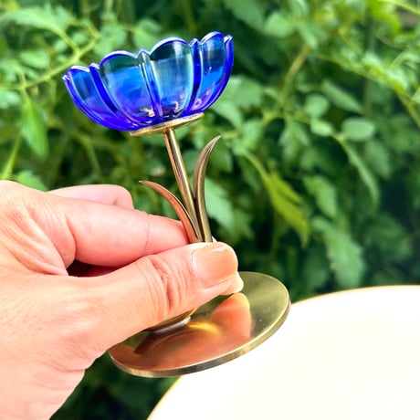 Ystad Metall Gunnar Ander ブルーの花　キャンドルスタンド 2個セット
