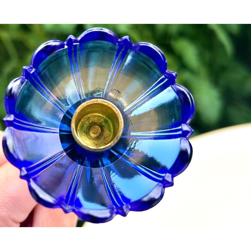 Ystad Metall Gunnar Ander ブルーの花 キャンドルスタンド 2個