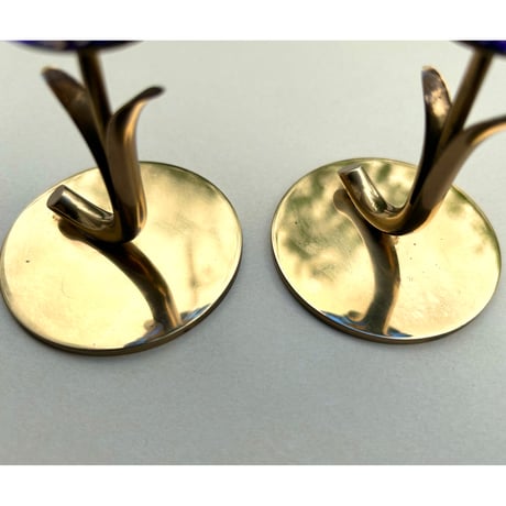 Ystad Metall Gunnar Ander ブルーの花　キャンドルスタンド 2個セット