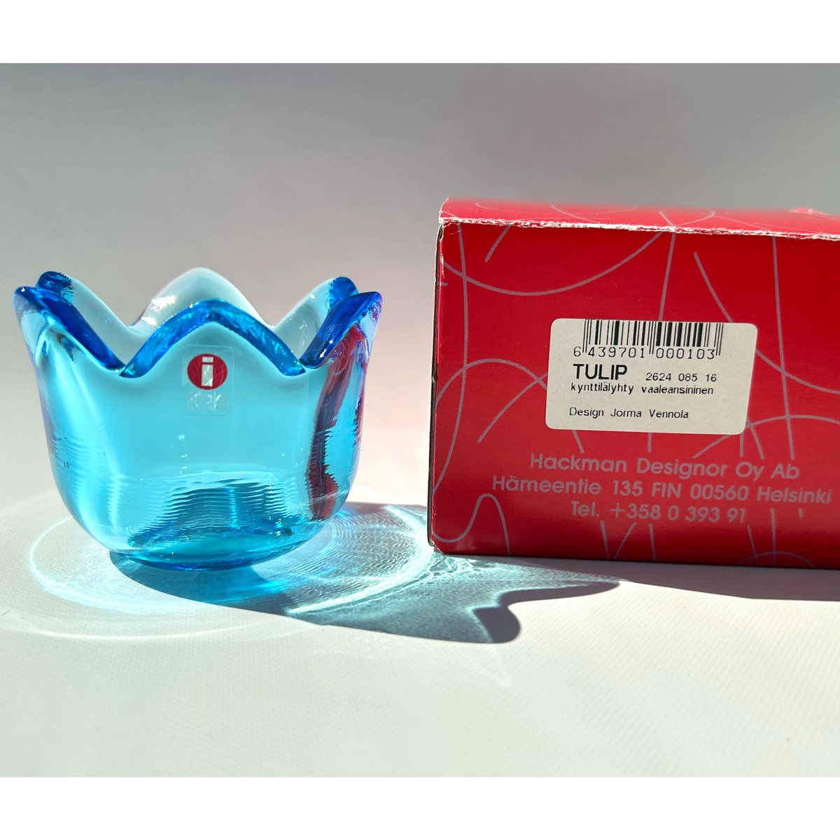 iittala Jorma Vennola Tulip ライトブルー Lサイズ キャンドルホル