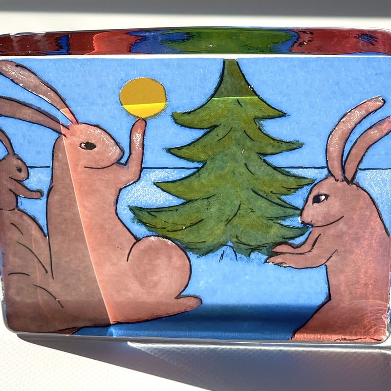 イッタラ Heljä Liukko-Sunström うさぎ ガラスカード Onnenpoja