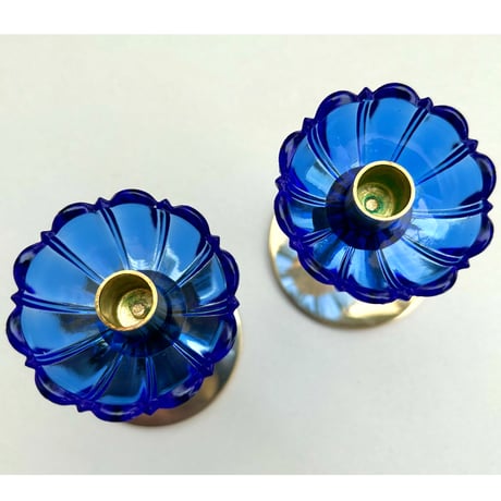 Ystad Metall Gunnar Ander ブルーの花　キャンドルスタンド 2個セット
