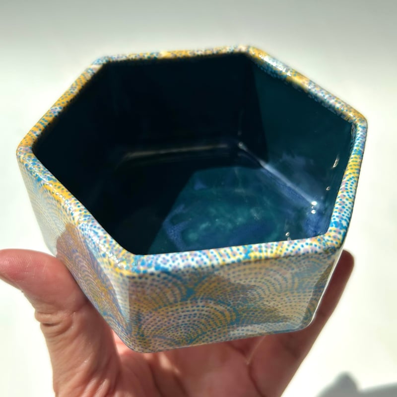 Heini Riitahuhta ヘキサゴンジャー 青海波 ブルー&イエロー ヘイニ