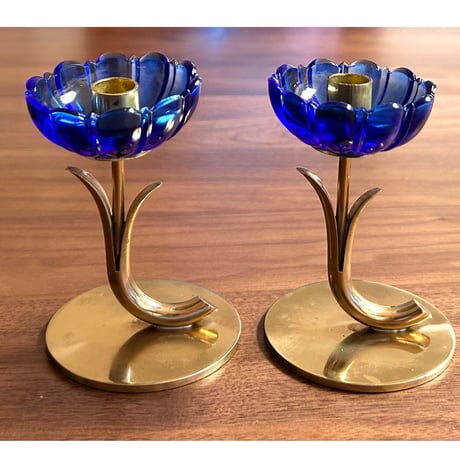 Ystad Metall Gunnar Ander ブルーの花　キャンドルスタンド 2個セット