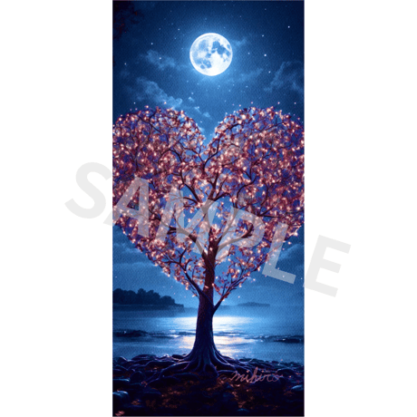 【恋愛成就】pink heart tree満月の待ち受け画像