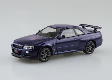 アオシマ 1/32 楽プラ スナップキット No.12-MP ニッサン R34 スカイライン GT-R(ミッドナイトパープル)