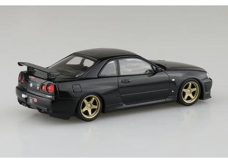 アオシマ 1/32 楽プラ スナップキット No.12CU-BP ニッサン R34スカイラインGT-R カスタムホイール(ブラックパール)