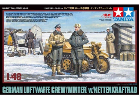 タミヤ ミリタリーコレクション No.12 1/48 ドイツ空軍クルー冬季装備・ケッテンクラートセット