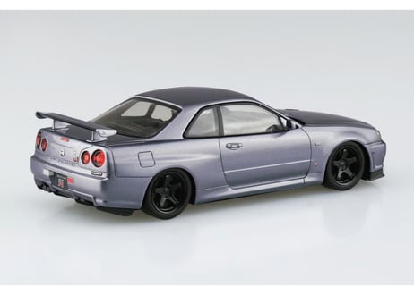 アオシマ 1/32 楽プラ スナップキット No.12CU-AS ニッサン R34スカイラインGT-R カスタムホイール(アスリートシルバー)