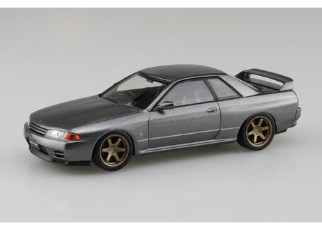 アオシマ 1/32 楽プラ スナップキット No.14CU-GG ニッサン R32スカイラインGT-R カスタムホイール(ガングレーメタリック)