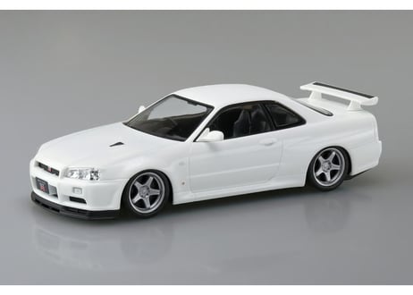 アオシマ 1/32 楽プラ スナップキット No.12CU-WP ニッサン R34スカイラインGT-R カスタムホイール(ホワイトパール)