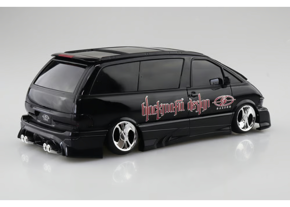 アオシマ1/24⬛︎ブラックマフィア・TCRエスティマ痛車仕様（後期型）⬛︎完成品 アオシマ1/24⬛︎ブラックマフィア・TCRエスティマ痛車仕様